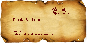 Mink Vilmos névjegykártya
